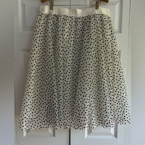 Women's Tulle Midi A-Line Skirt  A New Day White Black Velvet Hearts Size Large